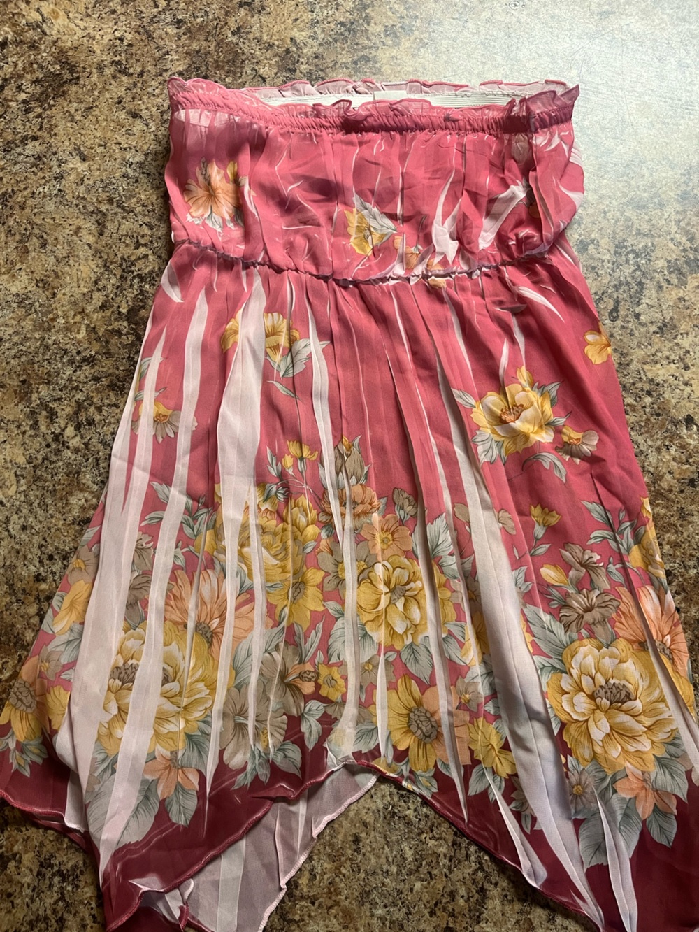 Y2K VENUS Dusty Rose floral Pleated Tube Top